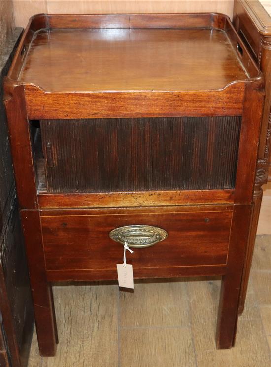 A George III mahogany tray top commode W.50cm